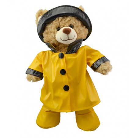 imperméable de pluie jaune avec chapeau et bottes 40 cm