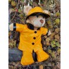 Gelber Regenmantel mit Stiefeln und Hut für 40 cm Plüsch - Kleidung für Teddybär, Stofftier, Plüschtier