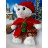 Robe de noël avec cape, béret et sac  , pour peluche ours 40 cm