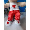 red satin pyjamas with heart and slipper - 16 pouce