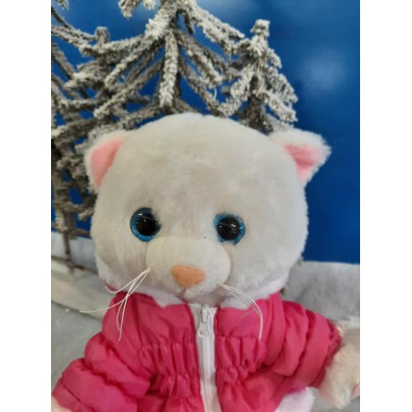 Hot Pink Parka and Skirt with White Fur – For 40 cm Plush Bear
