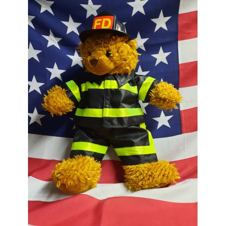 Tenue de Pompier avec Casque – Pour Peluche 40 cm – Devant Camion Américain
