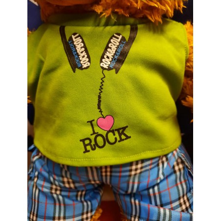 Rock Out Outfit for 40 cm plush – Green top and checkered shorts – Build A Bear compatible