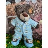 Blau Monkey Pyjama mit Pantoffeln Für Plüsch 40 cm