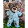 Pyjama Bleu Monkey avec Pantoufles Pour Peluche De 40 cm