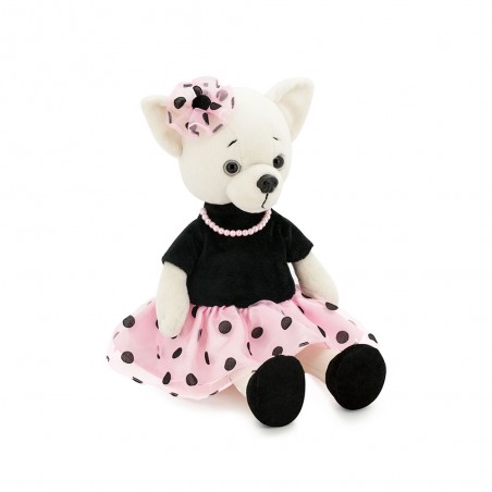 Lucky Lili Polka Dot Elegance Ref. LD003 – Soft plush in pink and black dress with pearls
