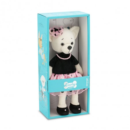 Lucky Lili Kleid Detail Ref. LD003 – Plüschhund Lucky Doggy mit Perlenkette