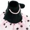 Lucky Lili Élégance à Pois Réf. LD003 – Peluche douce en robe rose à pois noirs et collier de perles
