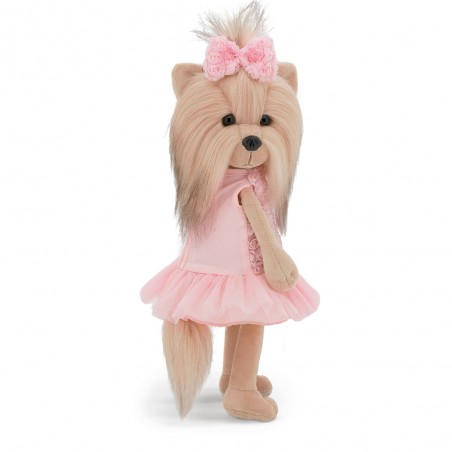 Lucky Doggy Plüsch 40 cm – Rosa Kleid mit Rosen und Tüllrock – Lucky Yoyo Mélange de Roses