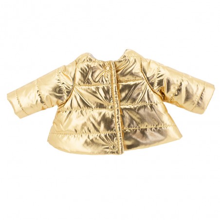 Kleidung für Lucky Doggy Plüsch 40 cm – Goldene Jacke, Tüllrock mit Glitzer, passender Haarbogen