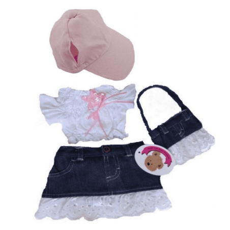 Jeans Skirt Outfit With Matching Frilly Bag