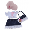 Jeans Skirt Outfit With Matching Frilly Bag