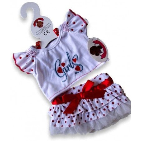 Girls" red polka dot outfit 40 cm plush garment