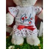 Girls" red polka dot outfit 40 cm plush garment