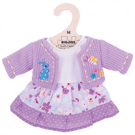 Robe et Cardigan Lilas - Moyen 28/35 cm