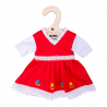 Robe Rouge avec Bordure Fleurie - Moyenne 35 cm