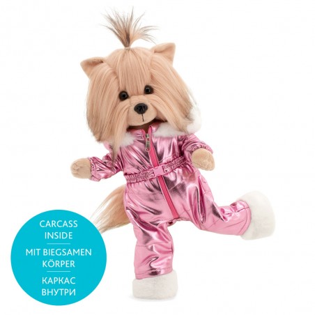 Lucky Doggy en combinaison rose métallisée avec chaussons – LD2/081