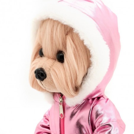 Lucky Doggy en combinaison rose métallisée avec chaussons – LD2/081