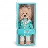 Lucky Yoyo dressed in her turquoise raincoat and star sweater – Mon Teddy Bear