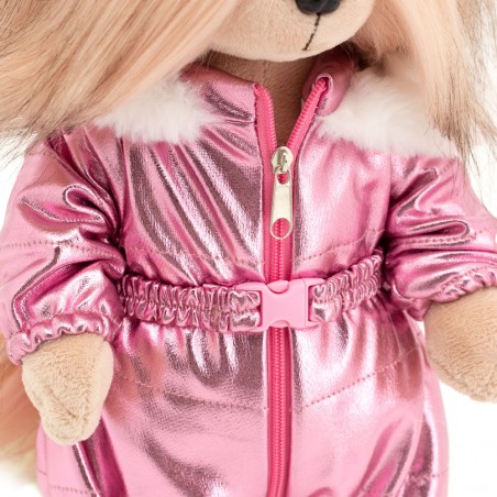 Lucky Doggy – Ski-outfit in metallic roze met capuchon en oorwarmers