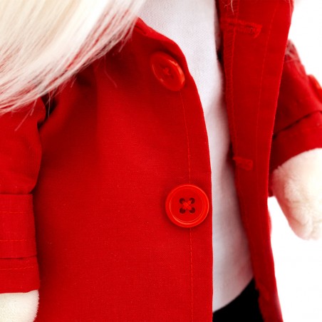 Lucky Doggy plush clothes 40 cm – Bright Mood outfit – Red coat, jeans, T-shirt and silver shoes