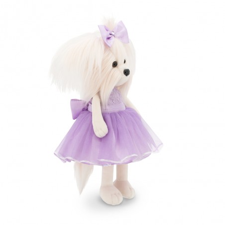 Lucky Doggy Mimi Plüsch 40 cm – Lavendelfarbenes Tüllkleid mit Schleife – Lavendeltraum