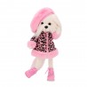 Kleidung für Lucky Doggy Plüsch 40 cm – Rosa Leopardenmantel, Barett und Schuhe – Lucky Mimi: Mon Amour