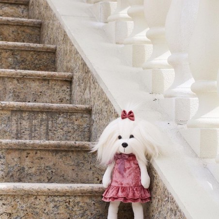 Vêtement peluche Lucky Doggy 40 cm – Manteau léopard rose, béret et chaussures – Lucky Mimi : Mon Amour