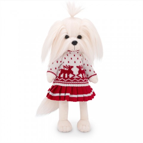 Lucky Mimi Skandinavisches Motiv Ref. LD4/089 – Gelenkiger Plüschhund mit rotem und weißem Kleid