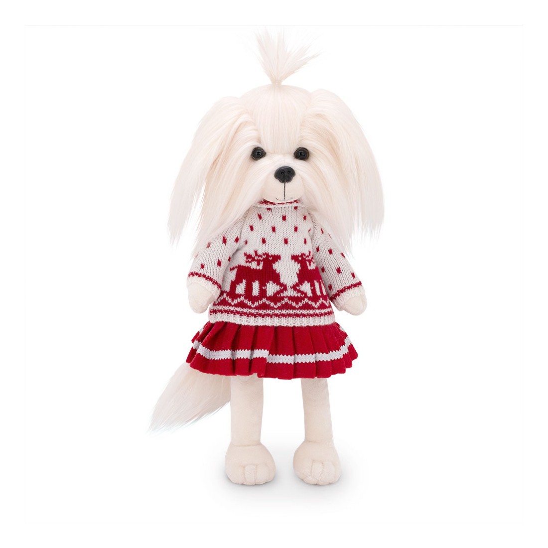 Lucky Mimi Scandinavisch Motief Ref. LD4/089 – Articuleerbare knuffel in rood-witte jurk Lucky Mimi Scandinavisch Motief Ref. LD4/089 – Articuleerbare knuffel in rood-witte jurk