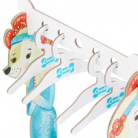 Lucky Mimi Motif Scandinave Réf. LD4/089 – Peluche articulée en robe tricot rouge et blanche