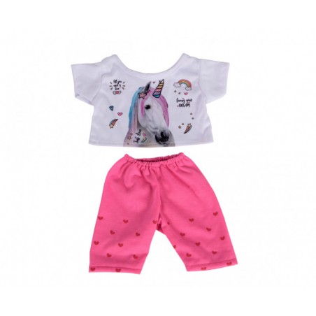 Chemise Licorne Scintillante Et Pantalon Rose, vêtements pour peluche ours en peluche