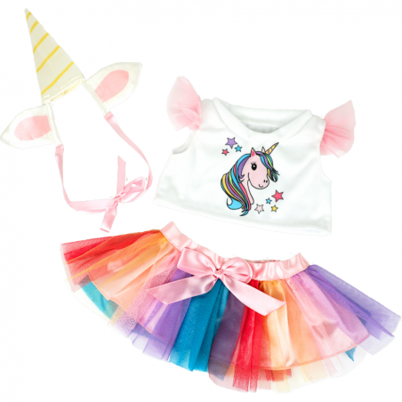 Einhorn-Outfit für 40 cm Plüsch - Kleidung für Teddybär Stofftier Plüschtier