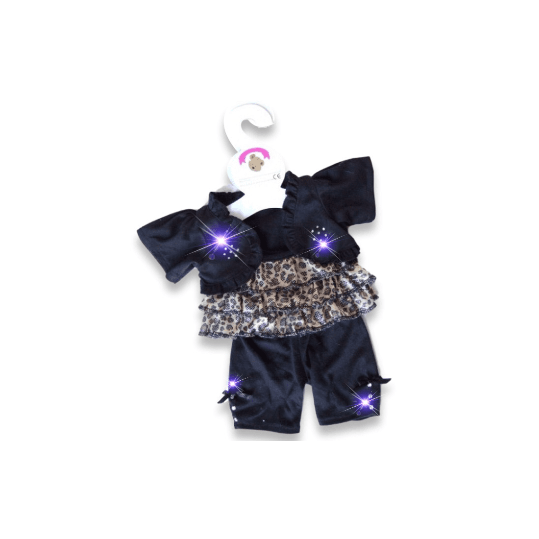 Plüschkleidung Black Jacket & Leggin Outfit Y269 – Bolero und Leoparden-Top. Plüschkleidung Black Jacket & Leggin Outfit Y269 – Bolero und Leoparden-Top.