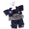Tenue pour peluche Black Jacket & Leggin Outfit Y269 – boléro noir et haut léopard.