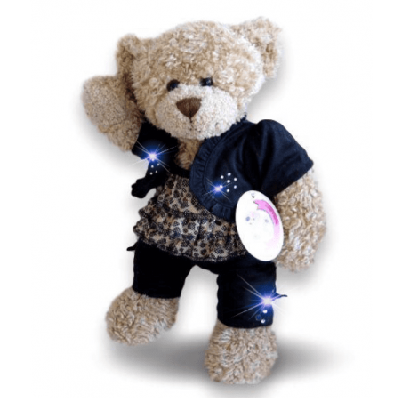 Black Jacket & Leggin Outfit Y269 for teddy bear – black bolero and leopard top.