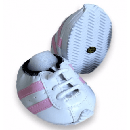 White Trainers with Pink Stripe