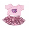 Gebloemde top met fonkelende rok, teddybeer kleding