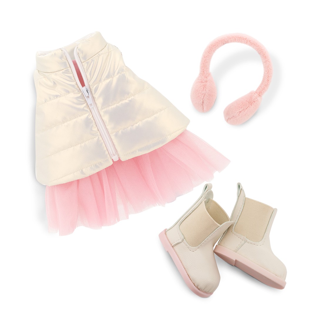 Lucky Doggy L104 ensemble doudoune ivoire et robe tutu rose pour peluche Lucky Doggy L104 ensemble doudoune ivoire et robe tutu rose pour peluche