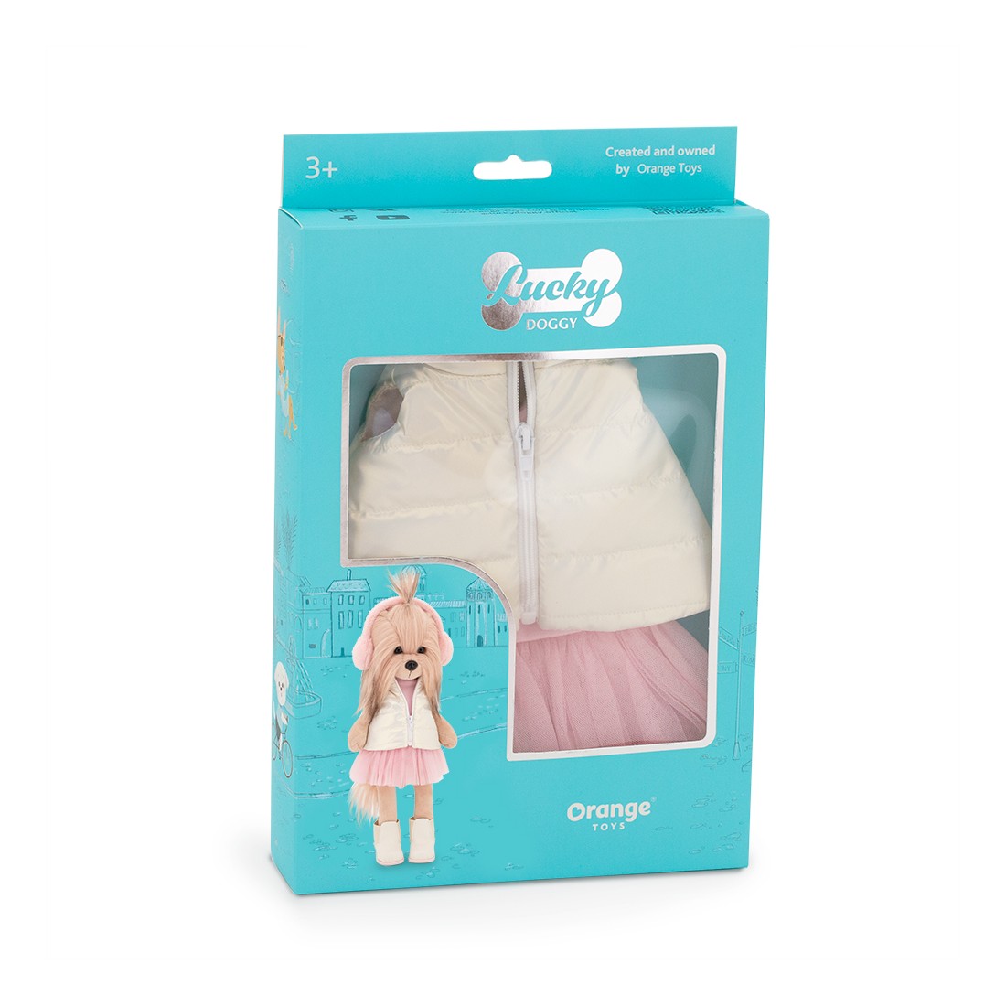 Lucky Doggy L104 ensemble doudoune ivoire et robe tutu rose pour peluche Lucky Doggy L104 ensemble doudoune ivoire et robe tutu rose pour peluche