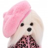 Lucky Doggy Clothing Set Mon Amour L093 rosa Leopardenmantel mit Baskenmütze und Stiefeln