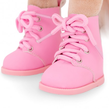 Lucky Doggy Knuffelkleding – Fashion Winter: Ivoorkleurige jas & roze laarsjes