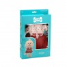 Lucky Doggy knuffelkleding 40 cm – Rood-witte trui met rendiermotief + plooirok – Scandinavische look