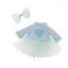Vêtements peluche Lucky Doggy – Ensemble Ambiance Hivernale (robe tulle à pois + pull bleu cœur)