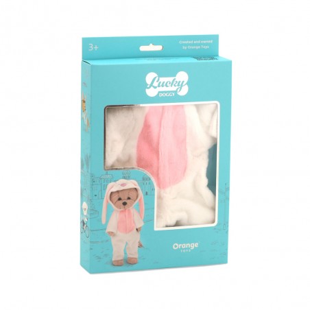 Vêtement peluche Lucky Doggy 40 cm – Pyjama Bunny en fausse fourrure – Capuche lapin