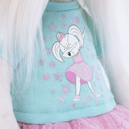 ucky Doggy Mimi Ballerina L053 outfit – pink tutu and glitter shoes.