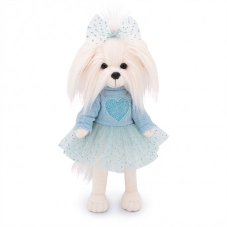 Lucky Doggy Lucky Mimi plush 38 cm – Blue glitter heart sweater and tulle skirt – Blue Heart Dream (Ref. LD5/087)