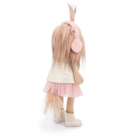 Lucky Yoyo Winterglanz Ref. LD2/104 – Gelenkige Plüschfigur im rosa Winterkleid und perlmuttfarbener Weste