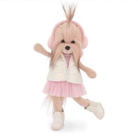 Lucky Yoyo Winterglanz Ref. LD2/104 – Gelenkige Plüschfigur im rosa Winterkleid und perlmuttfarbener Weste