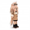 Lucky Doggy plush clothes 40 cm – Camel winter coat with faux wool lining & leopard bow – Lucky Yoyo Weistcoat